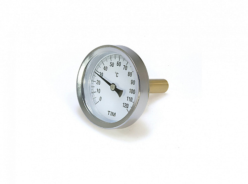 Термометр биметаллический TIM с погружной гильзой 1/2" н.р., L=50мм, Ø корпуса=63 мм, t=0...120°С