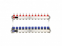 Коллекторная группа Varmega из нержавеющей стали 1" на 12 контуров с расходомерами