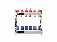 Коллекторная группа Varmega из нержавеющей стали 1" на 6 контуров с расходомерами