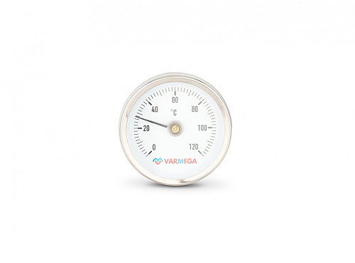 Термометр биметаллический Varmega накладной с пружиной, Ø корпуса=80 мм, t=0...120°С