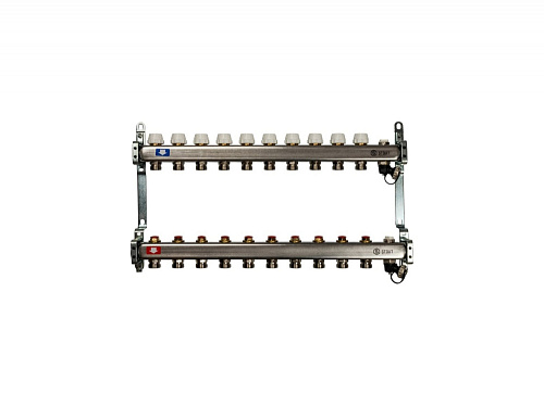 Коллекторная группа STOUT из нержавеющей стали 1" на 10 контуров без расходомеров