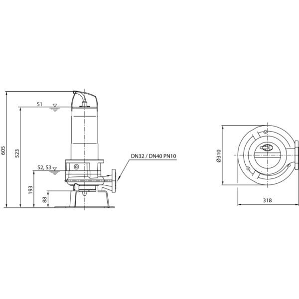 Фекальный насос Wilo REXA CUT GI03.31/S-T15-2-540