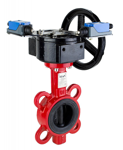 Дисковый поворотный затвор с редуктором и концевыми выключателями REON тип RSV83RED-КВ  DN 350