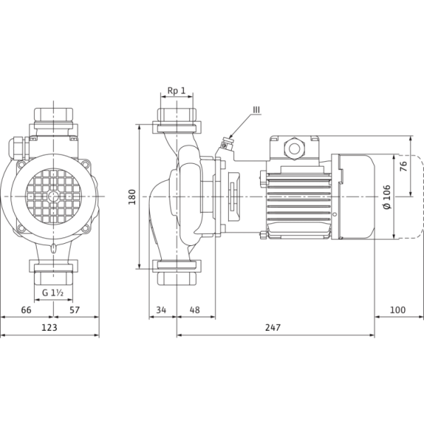 Циркуляционный насос с сухим ротором в исполнении Inline с фланцевым соединением Wilo VeroLine-IPL 25/70-0,12/2