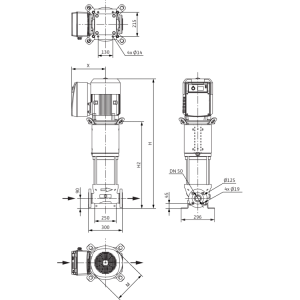 Вертикальный многоступенчатый насос Wilo Helix VE 2205-2/16/V/K