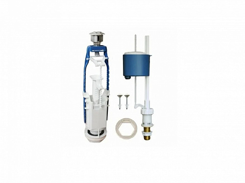 Набор арматуры УКЛАД для сливного бачка с нижней подводкой 1/2" н.р., двухрежимная хромированная кнопка, латунный штуцер